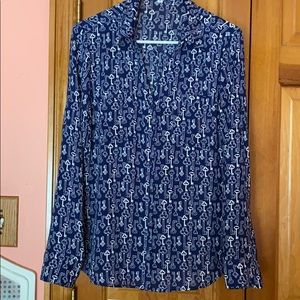 Express navy and white keys blouse